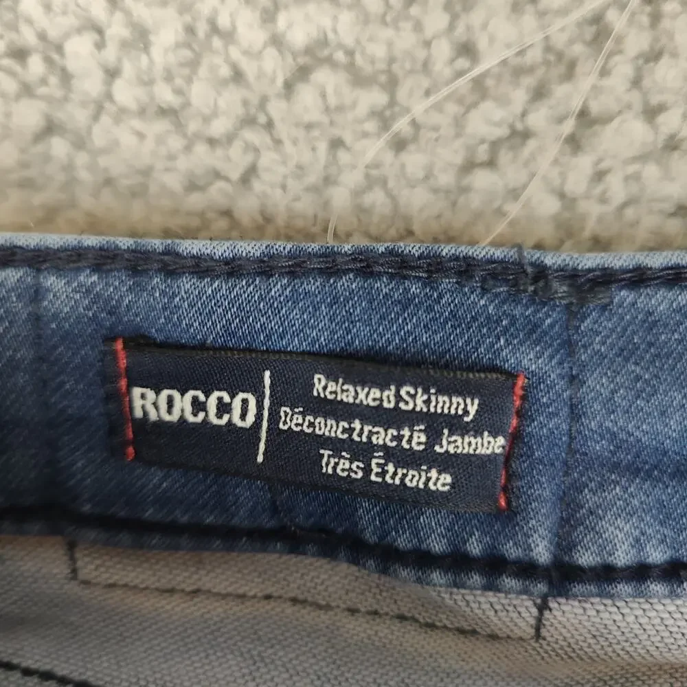 True Religion Rocco Jeans Mens 30X33 Blue Relaxed Skinny Jeans Denim Retro Look